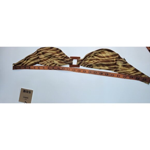SAME Los Angeles Swim Bikiny Set Womens Acrylic 90s Color beige Brown Zebra Sz L - Picture 12 of 14